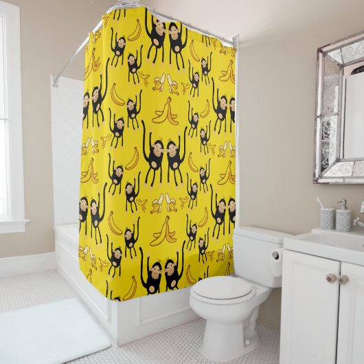 Rideaux De Douche Impression De Singe Et De Banane (En situation)