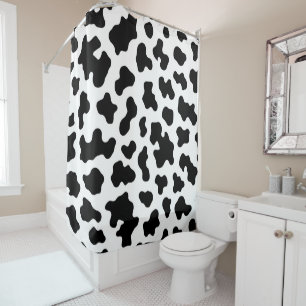 Rideaux De Douche Impression de vache en cuir noir et blanc