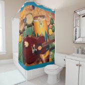 Rideaux De Douche Impression d'instruments de musique latine (En situation)