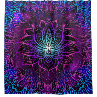 Rideaux De Douche Impression du boho de fleur Neon Lotus