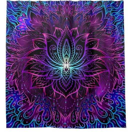 Rideaux De Douche Impression du boho de fleur Neon Lotus (Devant)
