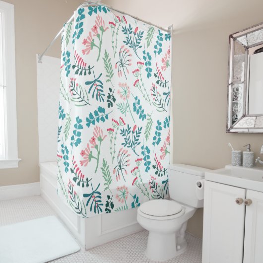 Rideaux De Douche Impression florale moderne (En situation)
