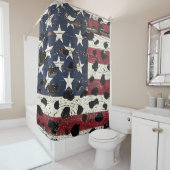 Rideaux De Douche Impression léopard de drapeau américain rustique ( (En situation)