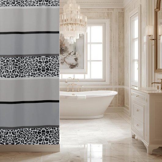 Rideaux De Douche Impression léopard gris ombré rayé