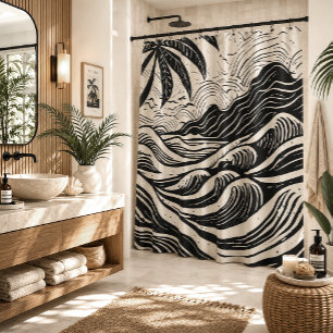 Rideaux De Douche Impression lithographique d'île tropicale