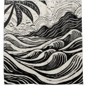 Rideaux De Douche Impression lithographique d'île tropicale (Devant)
