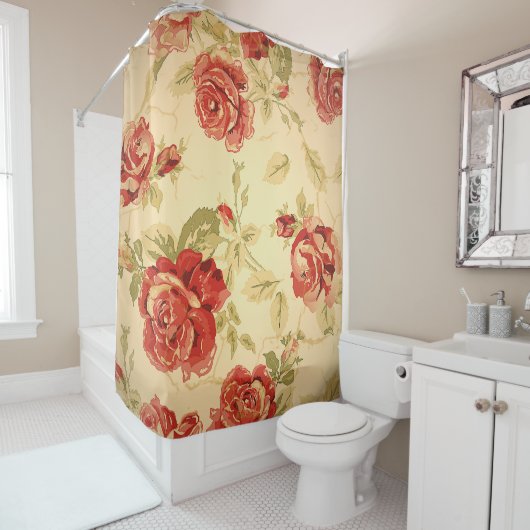 Rideaux De Douche Impression rose antique (En situation)