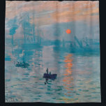 Rideaux De Douche Impression Sunrise Claude Monet<br><div class="desc">Monet Impressionnism Peinture - Le nom de ce tableau est Impression,  Lever de soleil,  un célèbre tableau de Claude Monet impressionniste français peint en 1872 et montré à l'exposition des impressionnistes à Paris en 1874. Sunrise montre le port du Havre.</div>