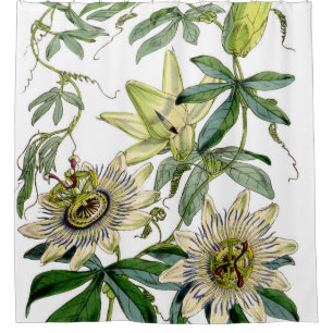 Rideaux De Douche Impression Vintage des fleurs de passion
