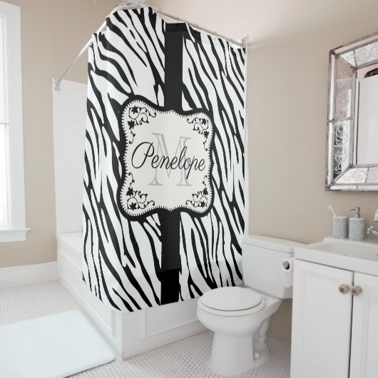 Rideaux De Douche Impression Zebra (En situation)