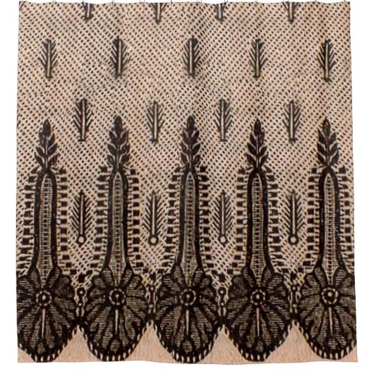 Rideaux De Douche imprimé à maille florale noire (Devant)