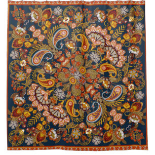 Rideaux De Douche imprimé bandana en cachemire vintage, foulard à co