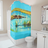 Rideaux De Douche imprimé d'aigrettes enneigées (En situation)