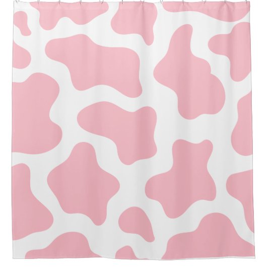 Rideaux De Douche imprimé de vache rose pastel kawaii (Devant)