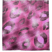 Rideaux De Douche Imprimé Glam léopard guépard rose et noir brillant (Devant)