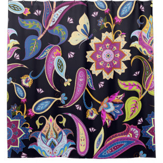 Rideaux De Douche Inde Paisley Ornement floral sans joint