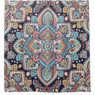 Rideaux De Douche Indian Paisley : Motif ethnique mandala