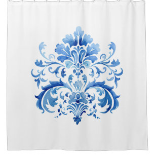 Rideaux De Douche Indigo Azulejo Bleu Portugais Lisbonne Botanique