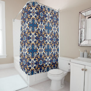 Rideaux De Douche Indigo Azulejo Bleu Portugais Lisbonne Talavera