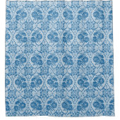 Rideaux De Douche Indigo Blue Floral Faux Lace Motif (Devant)