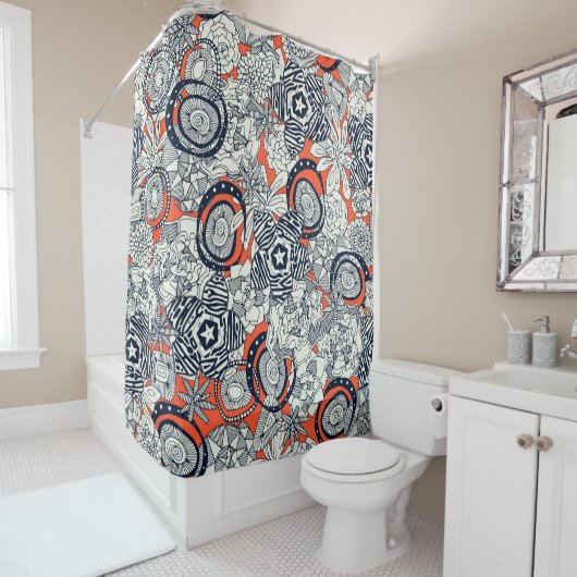 Rideaux De Douche indigo orange succulent (En situation)