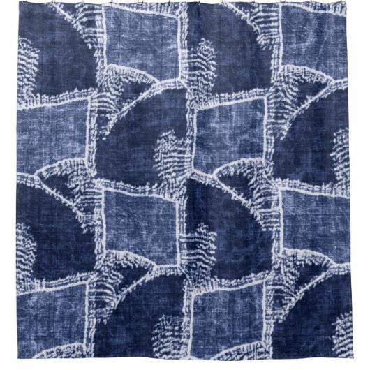 Rideaux De Douche Indigo Patchwork : Texturé Checked Elegance (Devant)