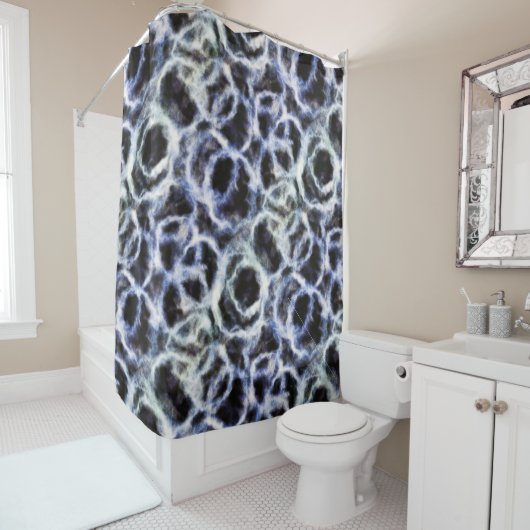 Rideaux De Douche indigo shibori recyclé : (En situation)