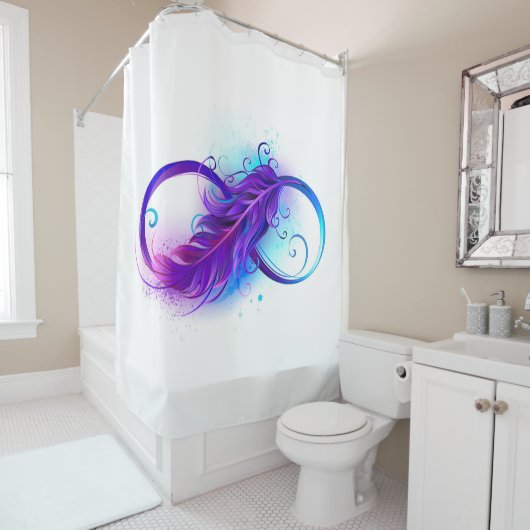 Rideaux De Douche Infinity with purple feather (En situation)