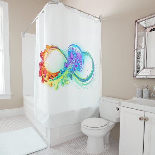Rideaux De Douche Infinity with Rainbow Jellyfish (En situation)