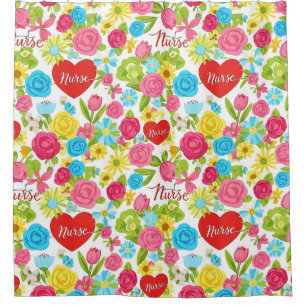 Rideaux De Douche Infirmière Colorée Motif Floral (2)