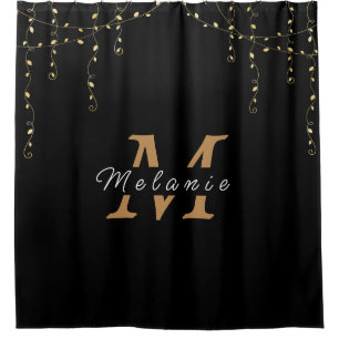 Rideaux De Douche Initiale Black & Gold personnalisée