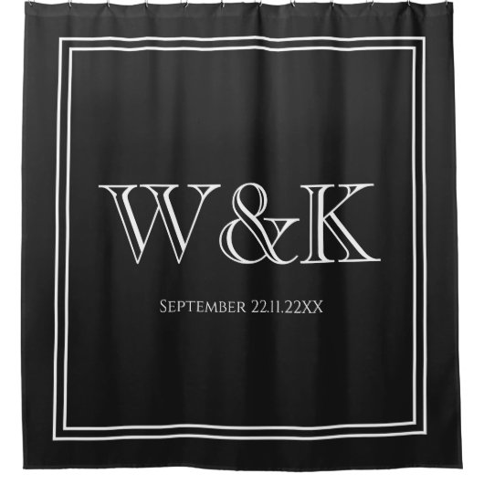 Rideaux De Douche initiale de monogramme de couple de mariage d'anni (Devant)
