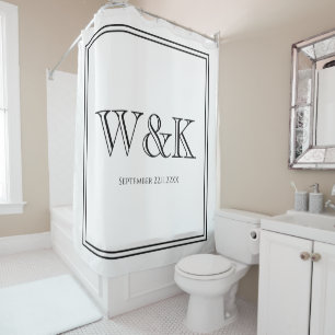 Rideaux De Douche initiale de monogramme de couple de mariage d'anni