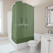 Rideaux De Douche Initiale et nom personnalisable avec Loden Green (En situation)
