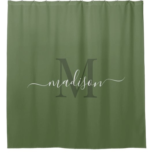 Rideaux De Douche Initiale et nom personnalisable avec Loden Green (Devant)