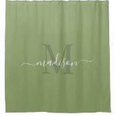 Rideaux De Douche Initiale et nom personnalisable Deep Sage Green (Devant)