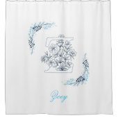 Rideaux De Douche Initiale "Z" Monogramme bleu Calme Floral (Devant)
