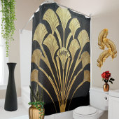 Rideaux De Douche Initiales Art Déco égyptien en or noir