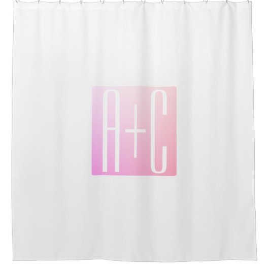 Rideaux De Douche Initiales de couple | Gradation rose subtile (Devant)