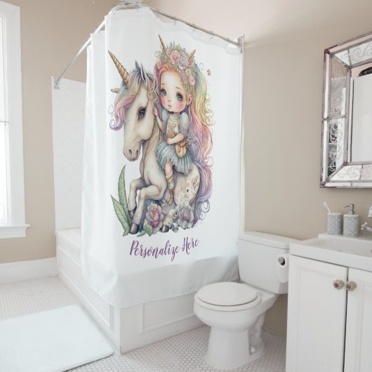 Rideaux De Douche Initiales de modèle Abstrait Zèbre noir rétro (En situation)