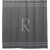 Rideaux De Douche Initiales de monogramme Bandes Nom Gris Foncé Gris (Devant)