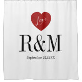 Rideaux De Douche Initiales de monogramme de couple de mariage d'ann (Devant)