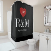 Rideaux De Douche Initiales de monogramme de couple de mariage d'ann (En situation)