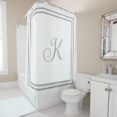 Rideaux De Douche Initiales de monogramme gris blanc nom de script p (En situation)