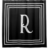 Rideaux De Douche Initiales de monogramme noir blanc script élégant (Devant)