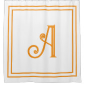 Rideaux De Douche Initiales de monogramme Nom Orange Blanc Script pe (Devant)