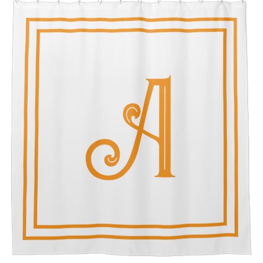 Rideaux De Douche Initiales de monogramme Nom Orange Blanc Script pe (Devant)