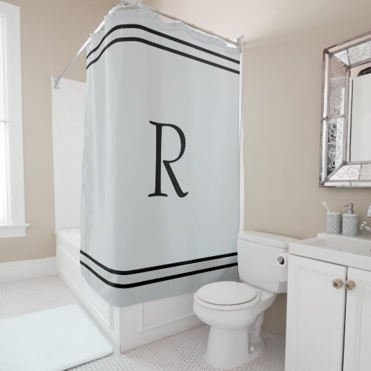 Rideaux De Douche Initiales de monogramme Nom personnalisé Rayures n (En situation)