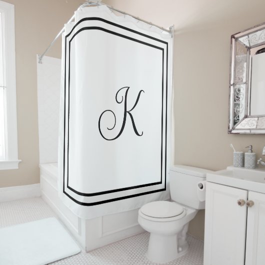 Rideaux De Douche Initiales de monogramme script nom personnalisé no (En situation)
