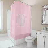 Rideaux De Douche Initiales Monogramme | Blanc Sur Rose Clair (En situation)